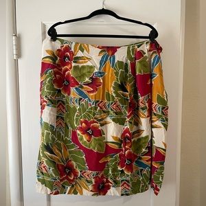 100% Silk Vintage Hawaiian Print Skirt
